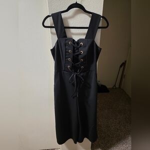 VENUS Black Lace-Up Jumpsuit